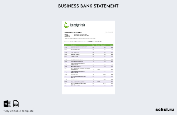 цифровая загрузка выписки по бизнес счету Banco Agricola в формате Word и PDF ша